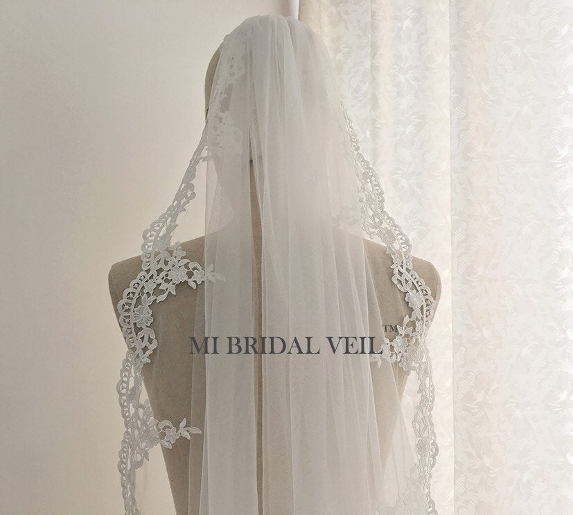 Cathedral Venice Lace Wedding Veil, Crochet Lace Bridal Veil, Mi Bridal