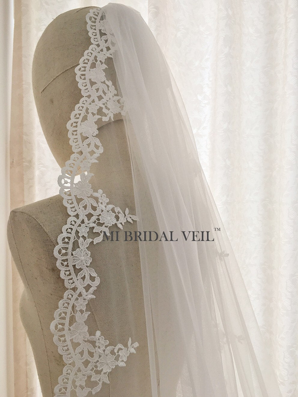 Cathedral Venice Lace Wedding Veil, Crochet Lace Bridal Veil, Mi Bridal
