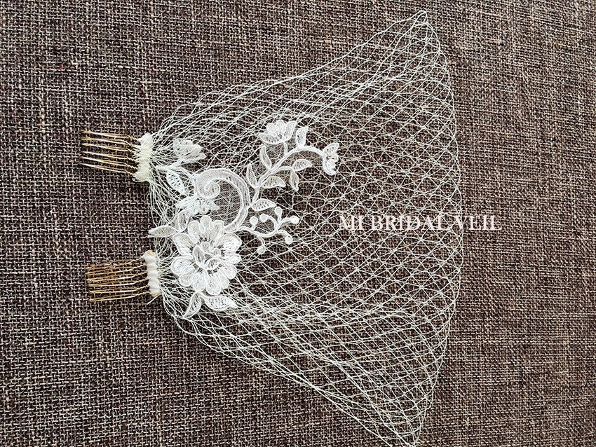 Bandeau Birdcage, Russian Netting Birdcage, Mi Bridal