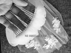 Lace Wedding Veil, Rose Lace Applique Lace Veil, Mi Bridal