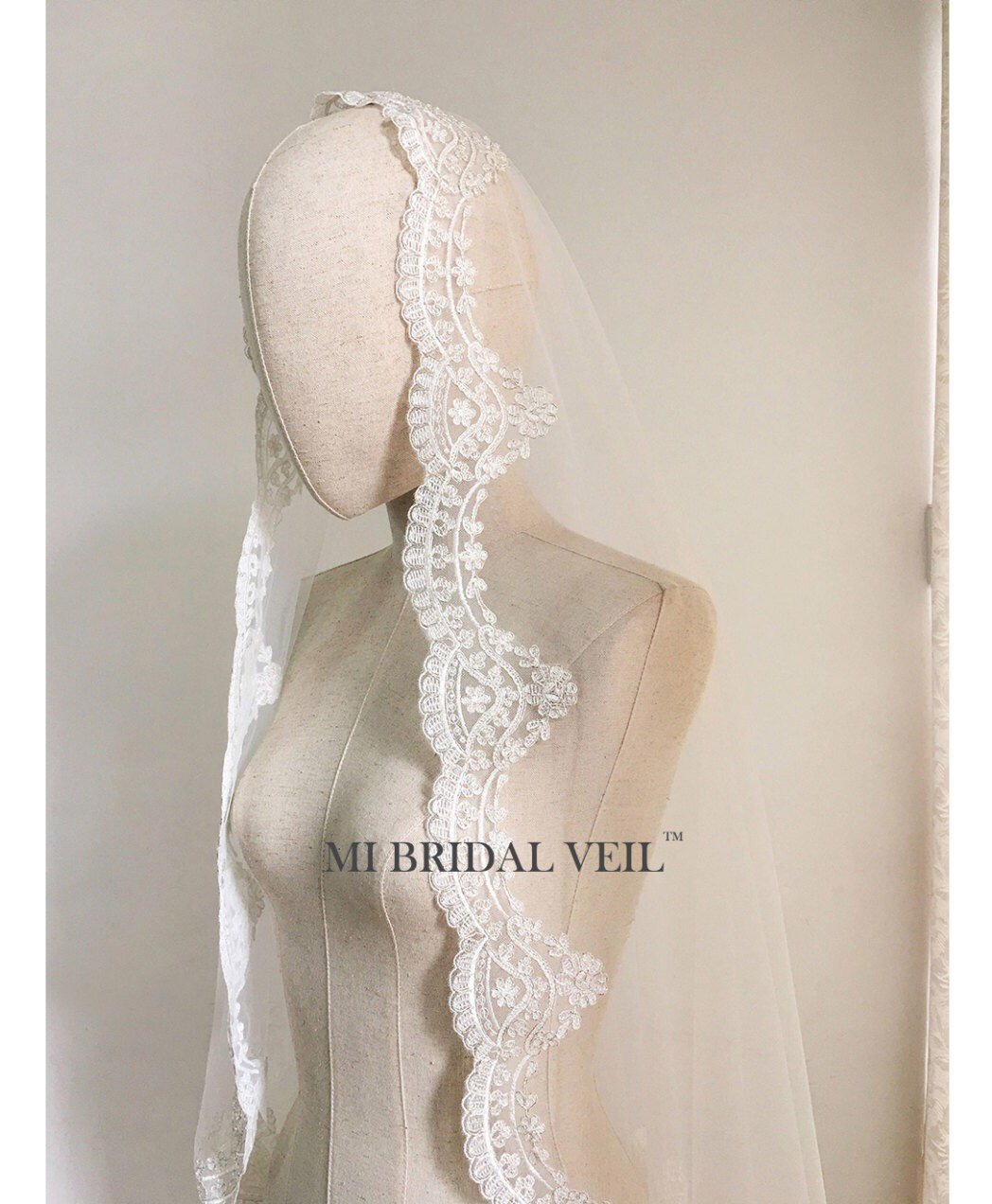 Mantilla Lace Wedding Veil, Vintage Inspired Bridal Veil, Mi Bridal