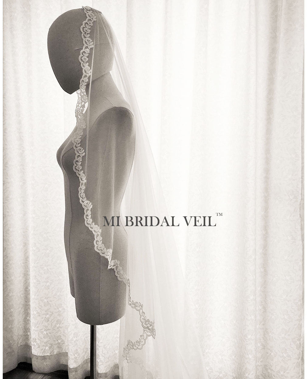 Mantilla Veil, Cathedral Lace Wedding Veil, Rose Lace Bridal Veil, Mi Bridal