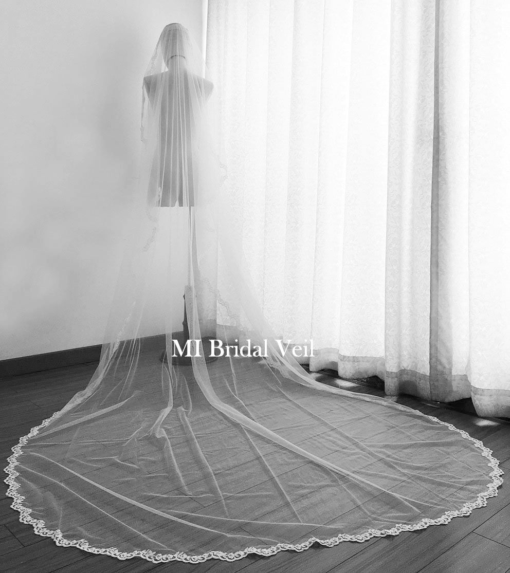 Mantilla Veil, Cathedral Lace Wedding Veil, Rose Lace Bridal Veil, Mi Bridal