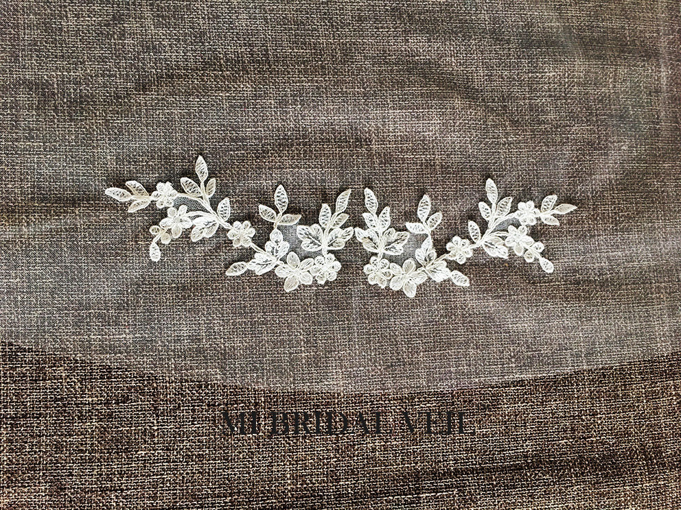 Lace Wedding Veil, Waltz Rose Lace Appliqués Veil , Mi Bridal