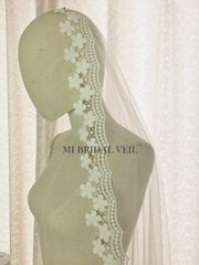 Boho Mantilla Venice Lace Wedding Veil, Tassel Lace Veil,Mi Bridal