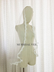 Mantilla Lace Wedding Veil, Crochet Venice Fingertip Lace Bridal Veil, MI BRIDAL