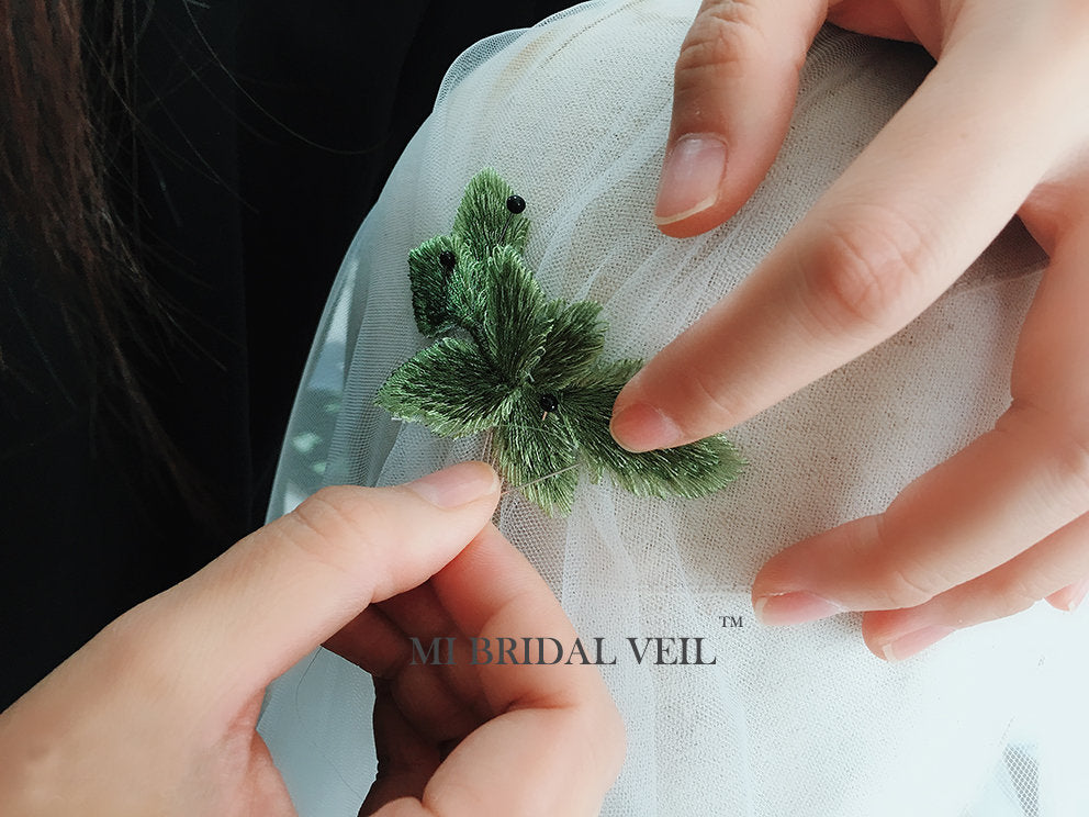 Juliet Cap Veil, Vintage Wedding Veil, Spring Forest Bridal Veil, Mi Bridal