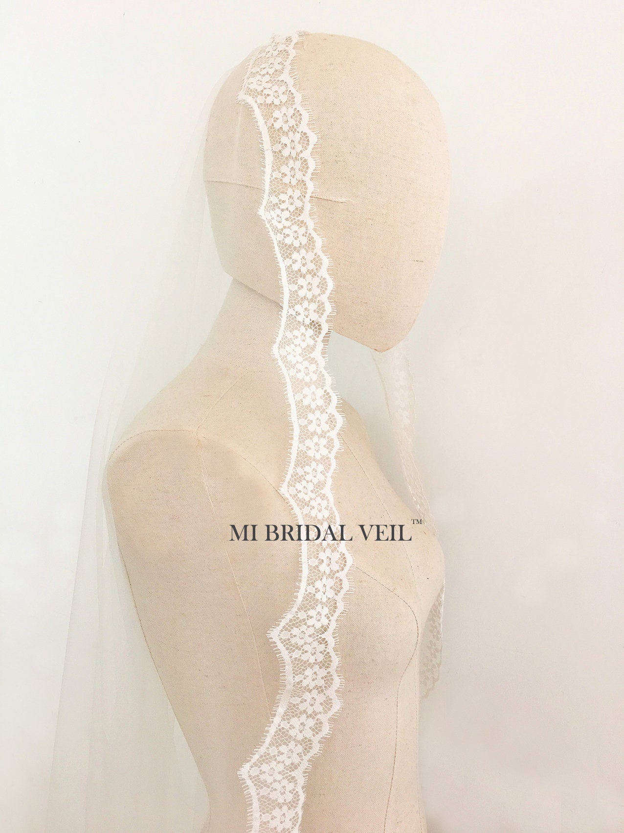 Cathedral Lace Wedding Veil, Mantilla/Blusher Lace Bridal Veil, Mi Bridal