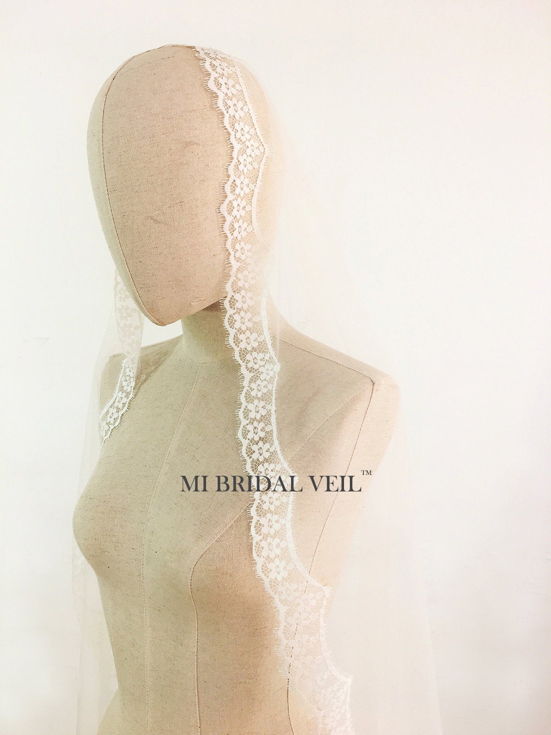 Cathedral Lace Wedding Veil, Mantilla/Blusher Lace Bridal Veil, Mi Bridal