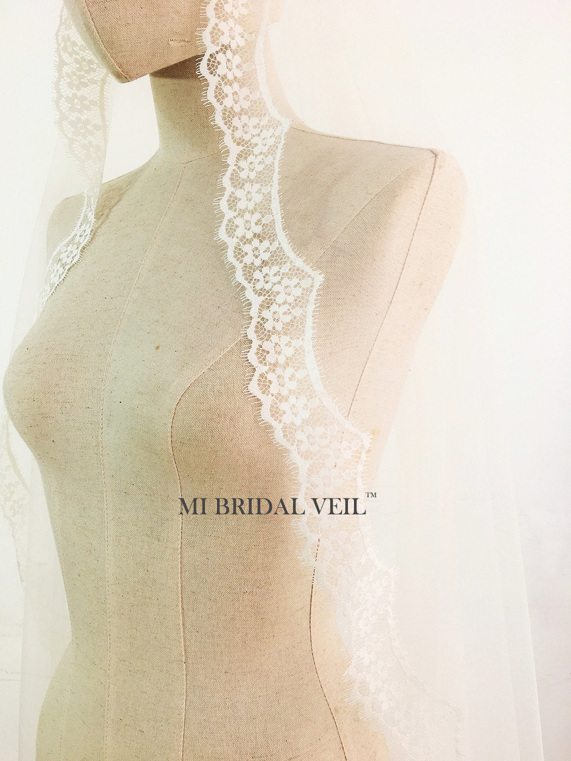 Cathedral Lace Wedding Veil, Mantilla/Blusher Lace Bridal Veil, Mi Bridal