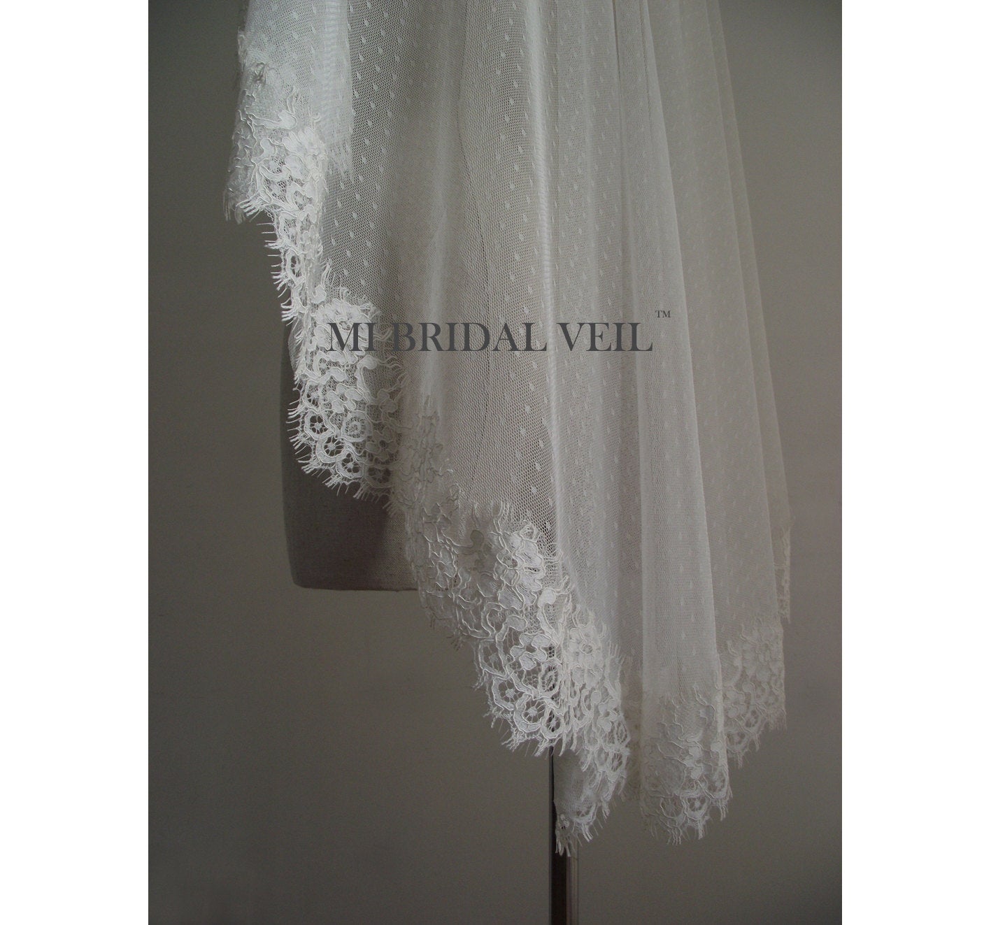 Polka Dot Veil, Mantilla Lace Wedding Veil, Vintage Inspired Rose Lace Bridal Veil Mi Bridal