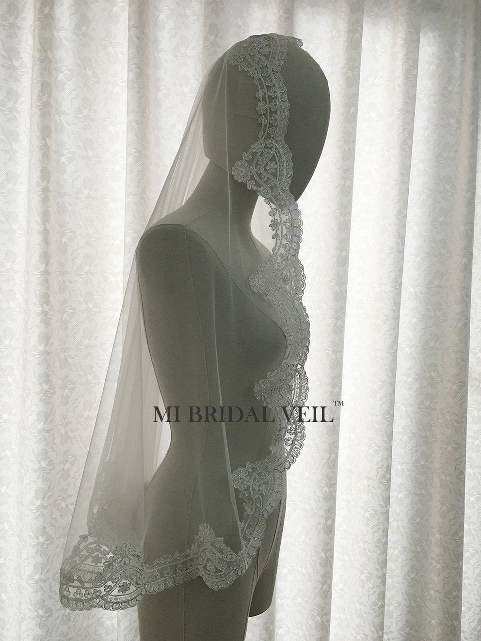 Mantilla Lace Wedding Veil, Vintage Inspired Bridal Veil, Mi Bridal