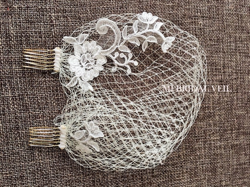 Bandeau Birdcage, Russian Netting Birdcage, Mi Bridal