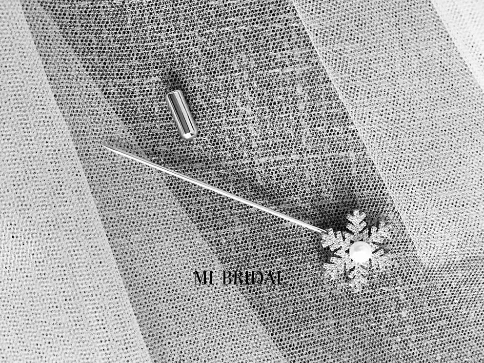 Veil Pin, Rhinestone Pin, Pin for Blusher Veils, Snowflake Pin for Drop Wedding Veil, Mi Bridal