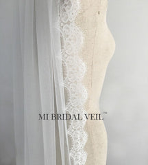 Cathedral Wedding Veil Boho Chantilly Lace Bridal Veil, Mi Bridal