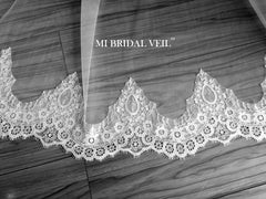 Lace Wedding Veil, Chapel Veil Lace at Hip, Mi Bridal