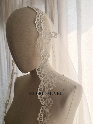 Casablanca Bridal 2455V Matching Lace Cathedral Veil for Mae Wedding Dress Cathedral / Champagne/Ivory/Silver