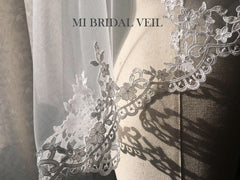 Mantilla Lace Wedding Veil, Crochet Venice Rose Lace Bridal Veil, MI BRIDAL