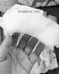 Lace Wedding Veil, Partial Lace at Chest, Rose Lace Veil Fingertip, Mi Bridal