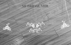 Cathedral Lace Wedding Veil, Lace Appliqués Bridal Veil w Blusher Veil, Mi Bridal