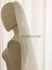 Black Embroidere Lace Chapel Wedding Veil, Vintage Inspired Lace Veil, Mi Bridal