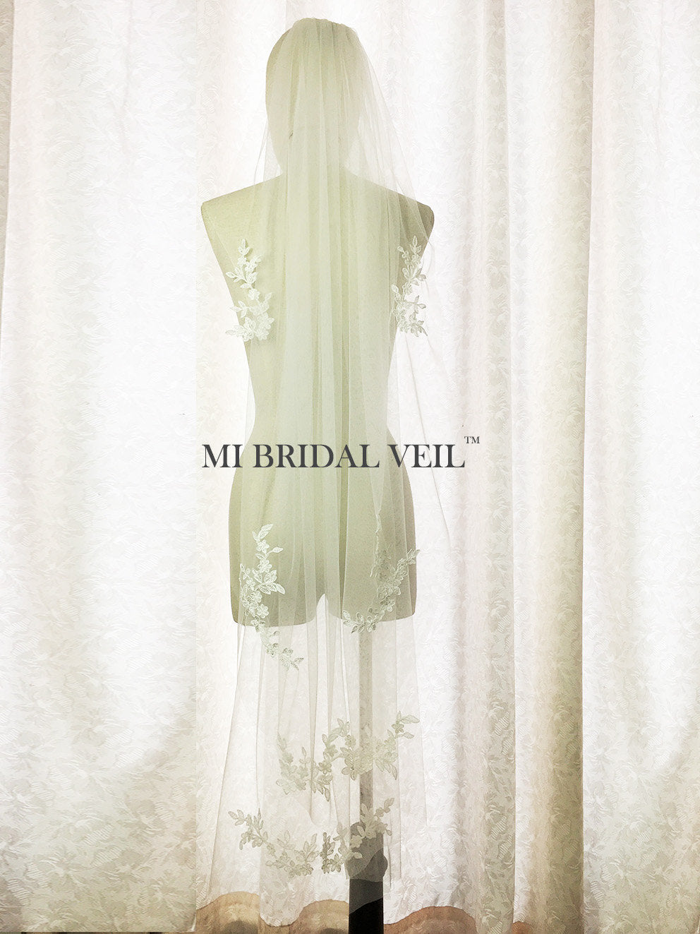 Lace Wedding Veil, Waltz Rose Lace Appliqués Veil , Mi Bridal