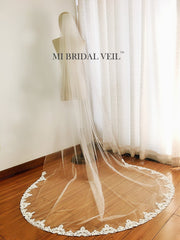 Cathedral Wedding Veil, Vintage Inspired Sequin Lace on Bottom, Mi Bridal