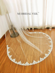 Cathedral Wedding Veil, Vintage Inspired Sequin Lace on Bottom, Mi Bridal