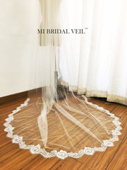 Lace Wedding Veil, Vintage Inspired Chantilly Eyelash Rose Cathedral Veil, Mi Bridal