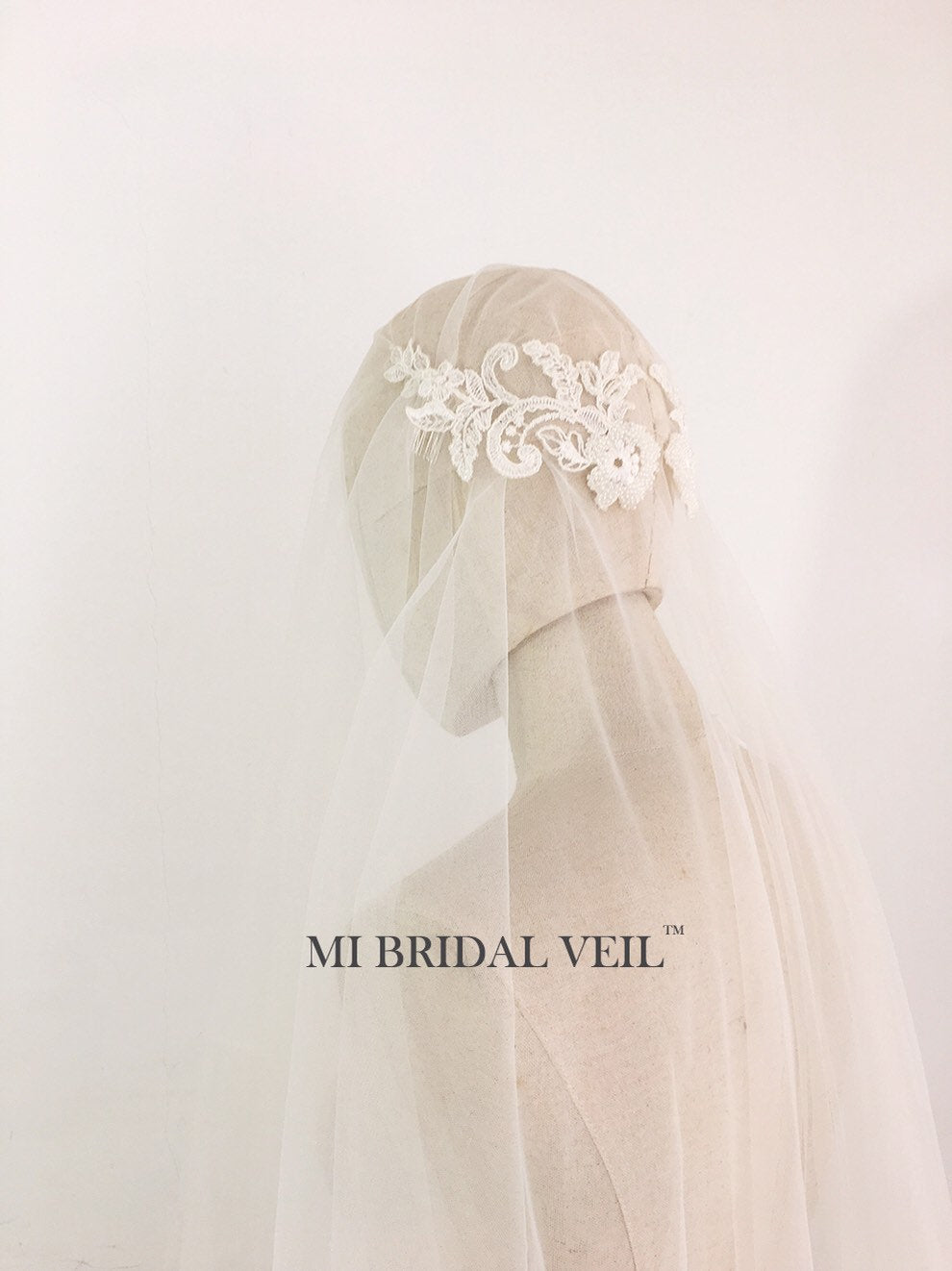 Simple Tulle Juliet Veil, Bridal Cap Wedding Veil, Ivory Vintage
