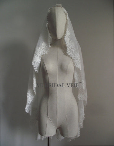 Polka Dot Veil, Mantilla Lace Wedding Veil, Vintage Inspired Rose Lace Bridal Veil Mi Bridal