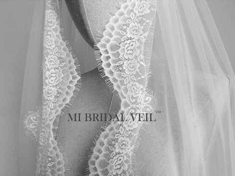Lace Wedding Veil, Vintage Inspired Rose Lace Bridal Veil, Mi Bridal