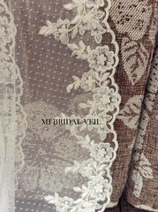 Polka Dot Wedding Veil, Vintage Inspired Mantilla Lace Veil, Mi Bridal