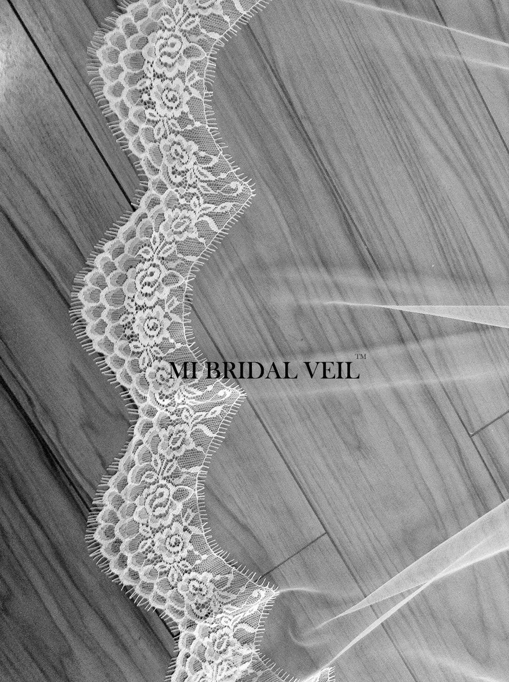 Eyelash Chantilly Cathedral Lace Wedding Veil, Mi Bridal