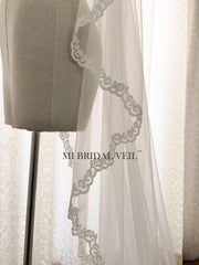 Mantilla Veil, Cathedral Lace Wedding Veil, Rose Lace Bridal Veil, Mi Bridal