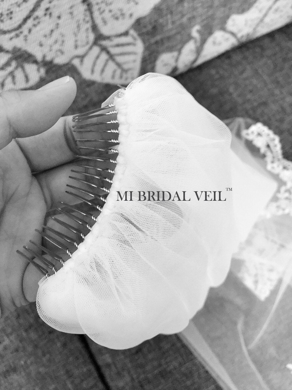 Lace Wedding Veil, Venice Crochet Lace Bridal Veil Fingertip, in Ivory / White / Black, Mi Bridal