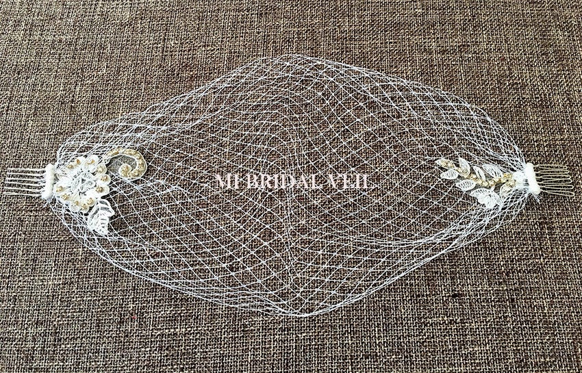 Rhinestone Bandeau Birdcage, Russian Netting Veil, Headband Veil, Mi Bridal