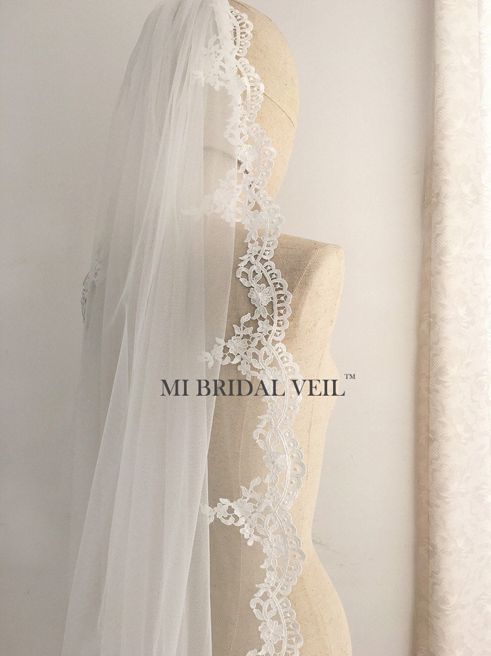 Cathedral Venice Lace Wedding Veil, Crochet Lace Bridal Veil, Mi Bridal