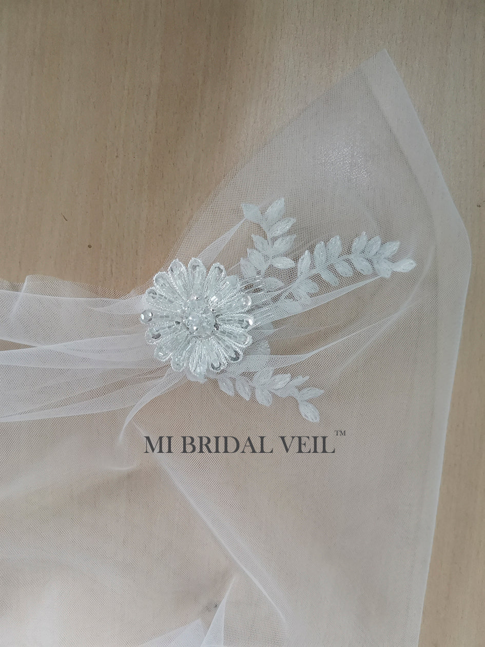 Floral Vintage Inspired Tulle Headband Juliette Veil, Tulle Wedding Veil,  Vintage Wedding Bridal Veil, Trendy Veil, Modern Head Scarf Veil 